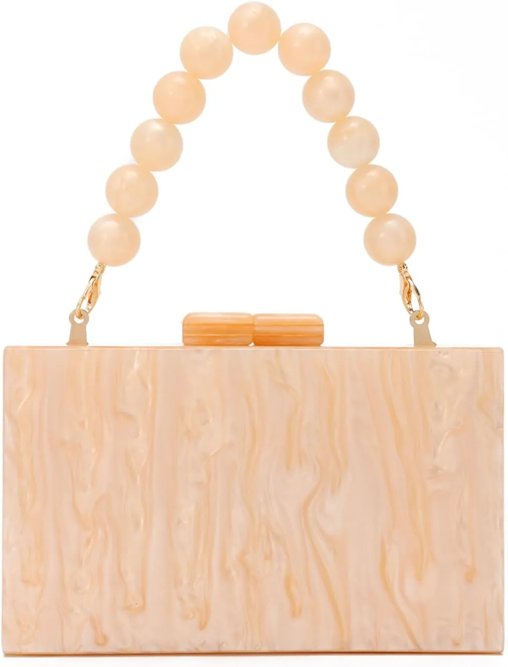 Oweisong Women Acrylic Clutch Purse Formal Wedding Evening Handbag Marble Party Shoulder Crossbody Bag with Bead Chain