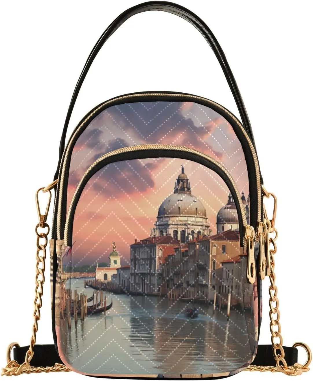 Parrots and Tropical Flowers Women's Crossbody Bags, Casual Crossbody Purse Gold Chain Crossbody Bag
