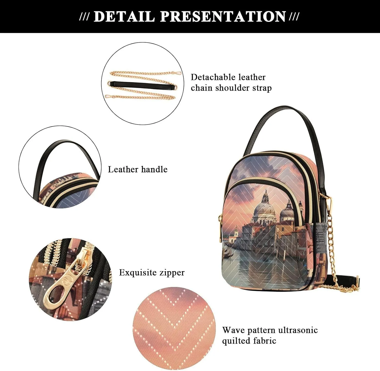 Parrots and Tropical Flowers Women's Crossbody Bags, Casual Crossbody Purse Gold Chain Crossbody Bag