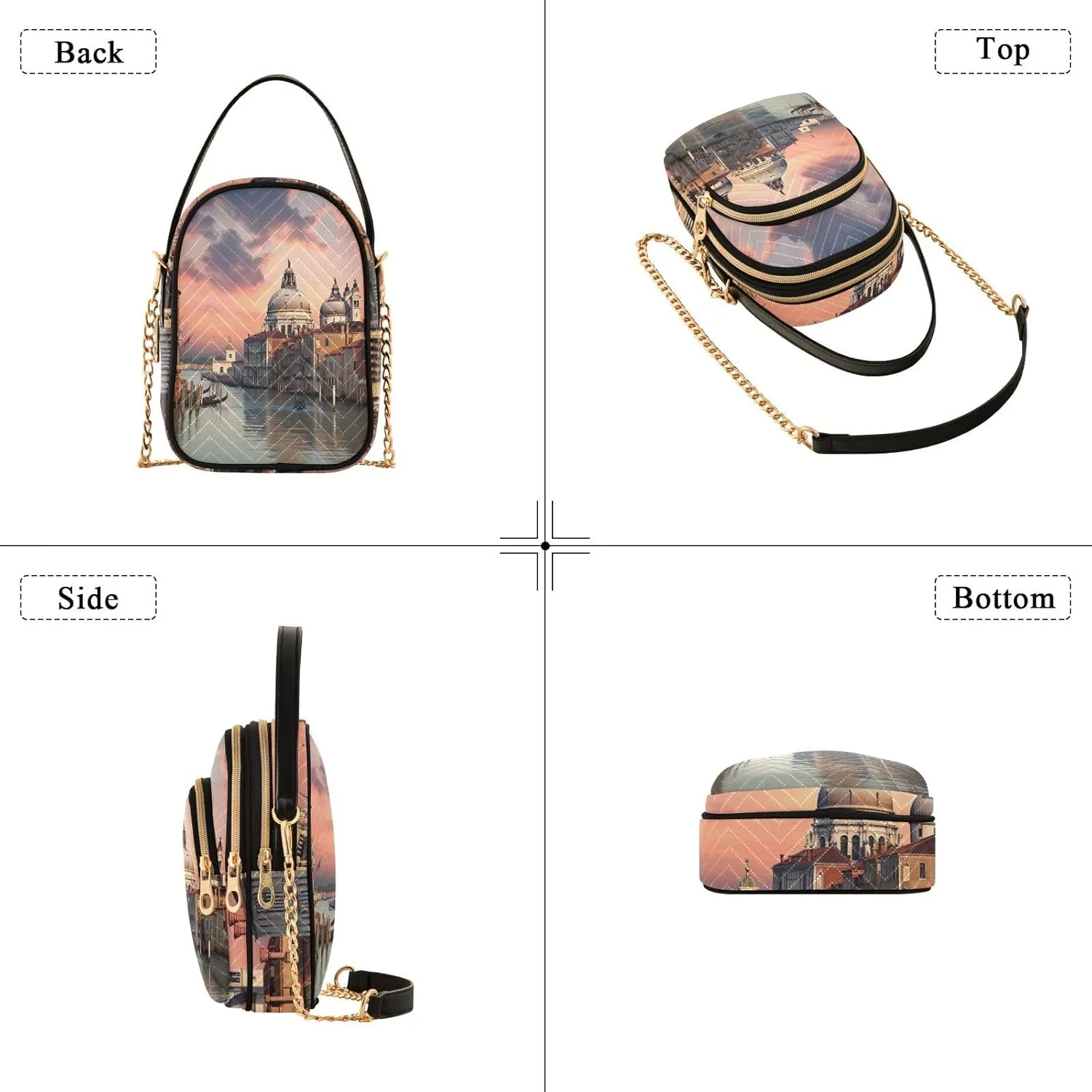 Parrots and Tropical Flowers Women's Crossbody Bags, Casual Crossbody Purse Gold Chain Crossbody Bag