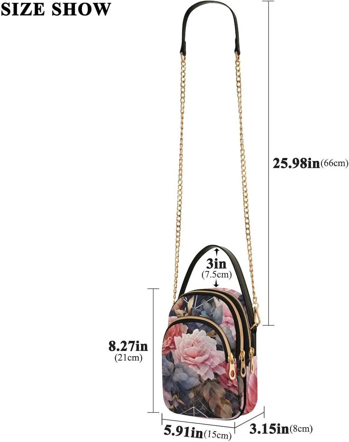 Parrots and Tropical Flowers Women's Crossbody Bags, Casual Crossbody Purse Gold Chain Crossbody Bag