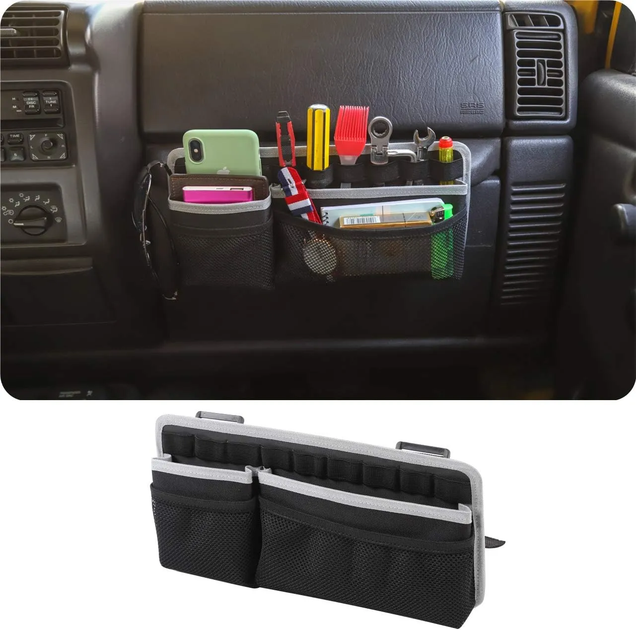 Passenger Grab Handle Storage Bags Organizer for 1997-2006 Jeep Wrangler TJ SE Sport Sahara Rubicon Sport Utility Interior Parts Accessories