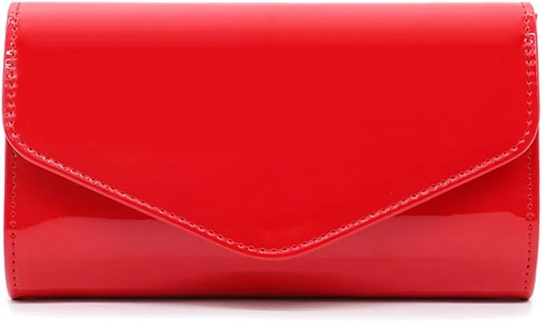 Patent Leather Envelope Clutch Purse Shiny Shoulder Bag Candy Chain Evening Bag Elegant Handbag
