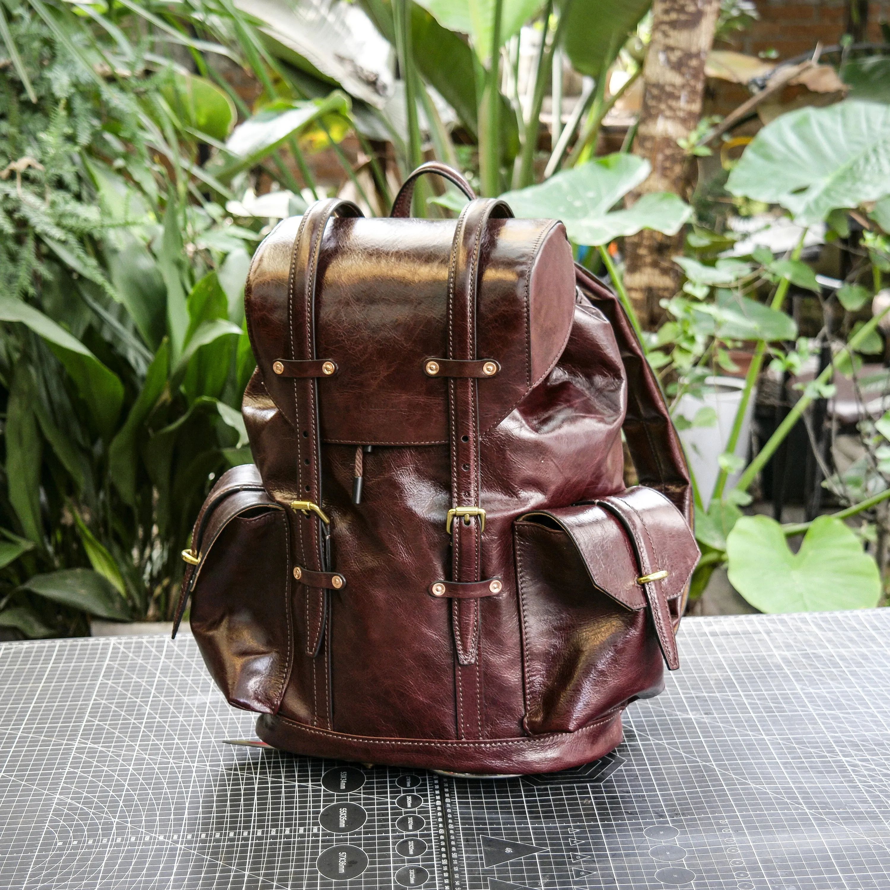 【PDF Pattern】Wine red cowhide handmade backpack/commuting backpack/casual fashion backpack/ backpack pattern