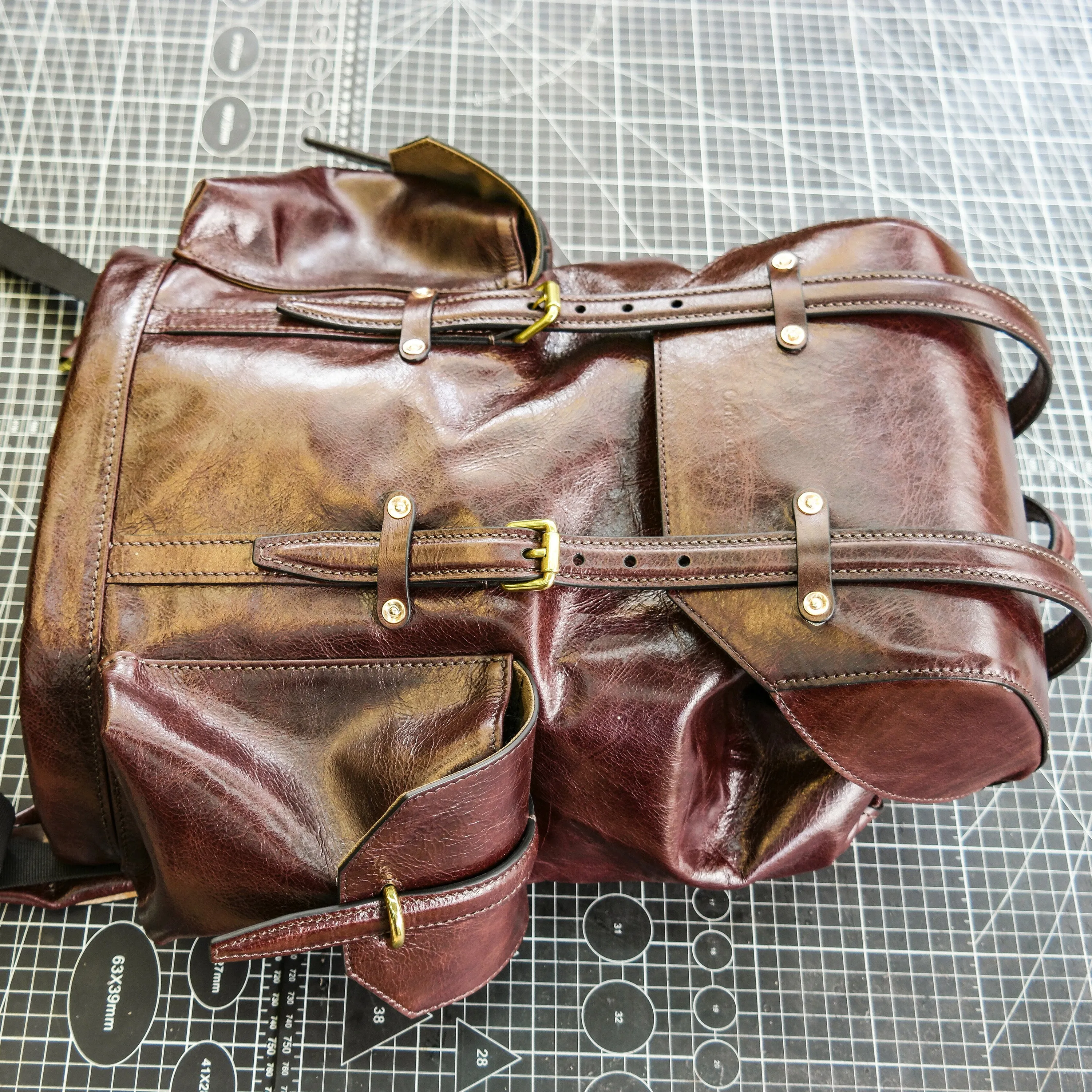 【PDF Pattern】Wine red cowhide handmade backpack/commuting backpack/casual fashion backpack/ backpack pattern