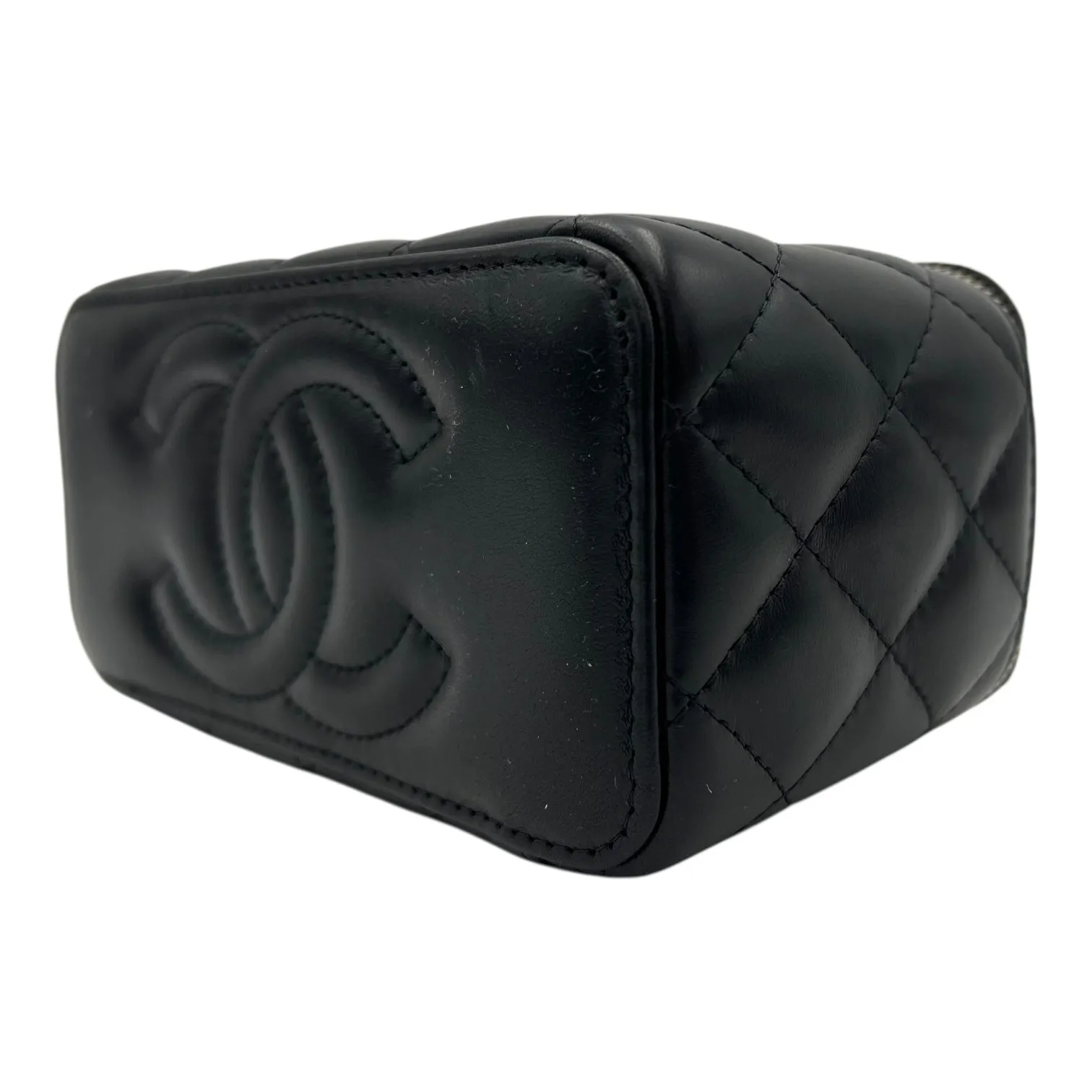 Pearl Crush Vanity Crossbody Bag Black in Lambskin, Gold hardware