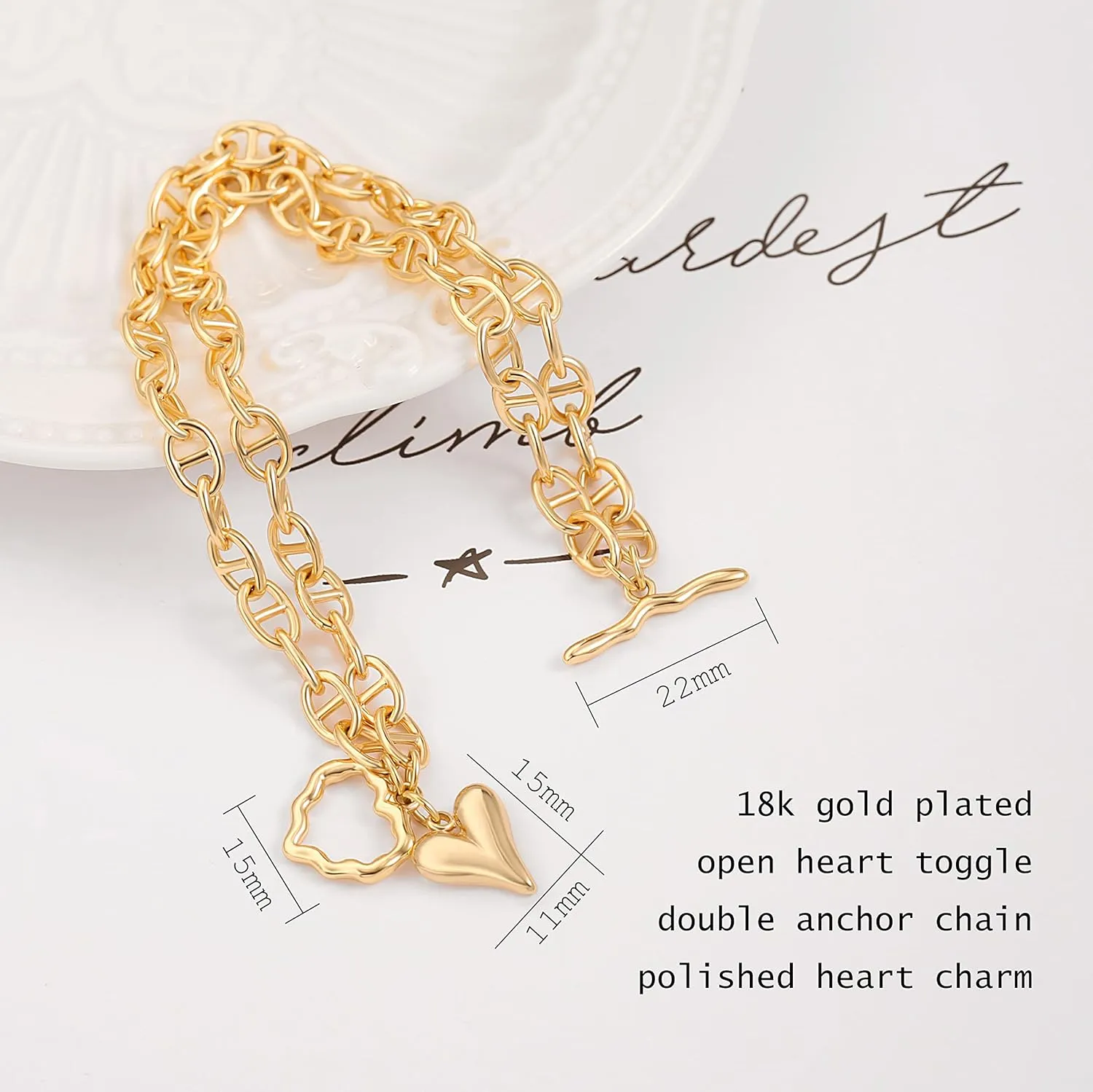 PEARLADA 18k Gold Chain Layerd Bracelet Coin Charm Toggle Bracelet Trendy Cubic Zirconia Jewelry