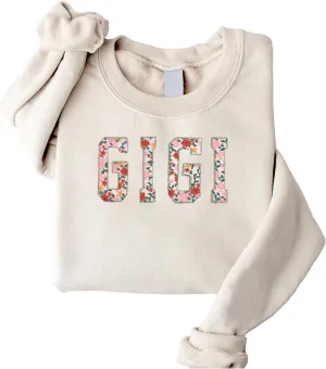 Personalized Embroidered Applique Grandma Sweatshirt Custom Nana Mimi Granny Mamaw Mama Women Gift Mothers Day 2024