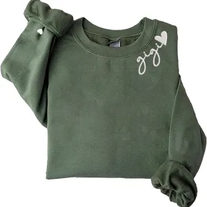 Personalized Embroidery Grandma-Nana-Mimi-Gigi-Granny With Heart Sweatshirts,Grandma Gift Mothers Day