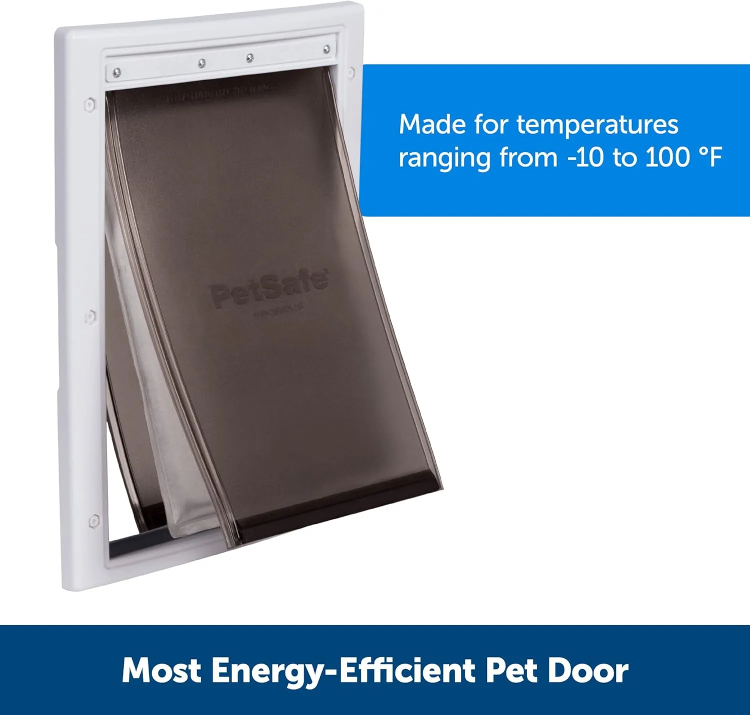PetSafe Extreme Weather Dog Door for Exterior Door - Energy Efficient Door for Cats and Dogs –Insulated Flap System, for Large Dogs up to 100 lb - Plastic Frame