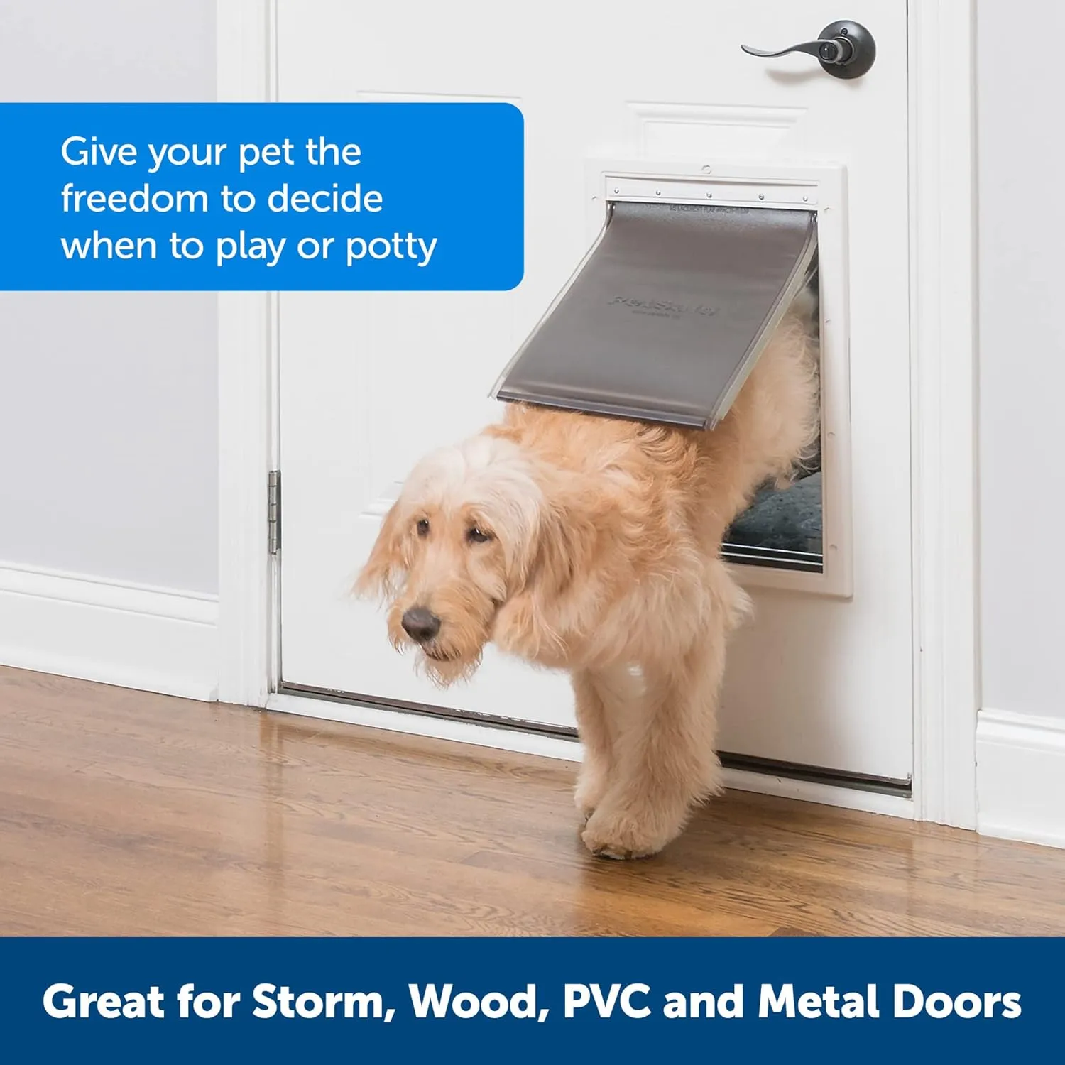 PetSafe Extreme Weather Dog Door for Exterior Door - Energy Efficient Door for Cats and Dogs –Insulated Flap System, for Large Dogs up to 100 lb - Plastic Frame