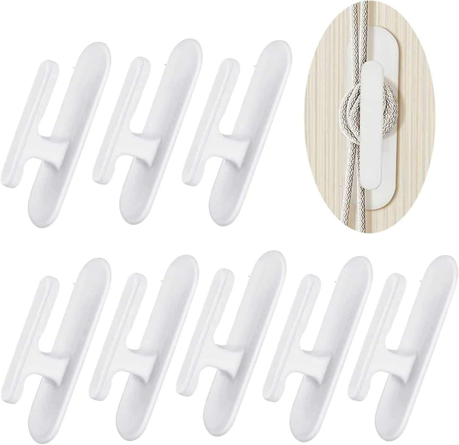 Petyoung 8pcs Curtain Holdbacks Self-Adhesive Wall Mounted Hooks Drapery Tieback Hooks