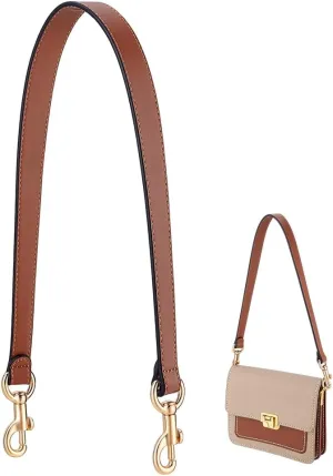PH PandaHall 25.7 Inch Leather Bag Strap, 1 Inch Wide Purse Strap Leather Puse Handle Camel Bag Handles Replacement Handbag Strap with Golden Buckles for Women DIY Handbag Underarm Bag Shoulder Bag