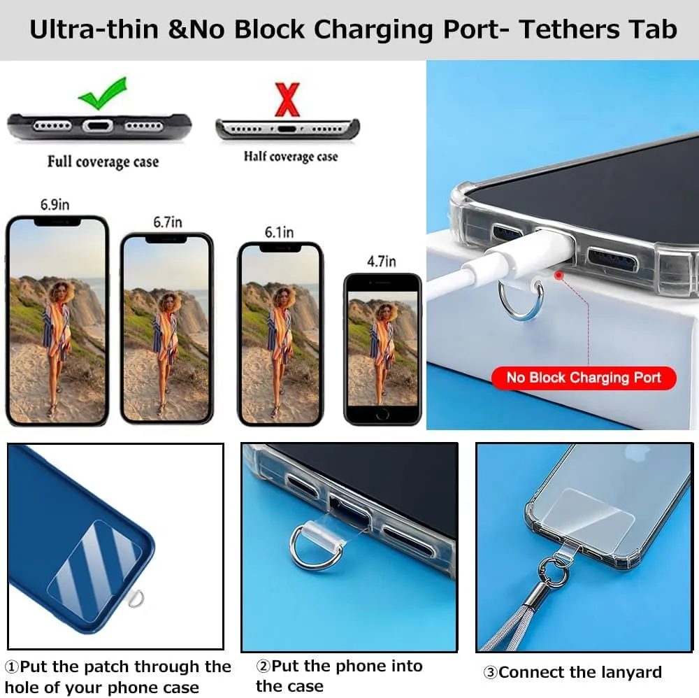 Phone Crossbody Chain Cell Phone Lanyard,Acrylic Shouder Strap Universal Cellphone Chain Strap with Tether Patches Compatible with Most Phones Bag Purse (P)