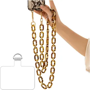 Phone Crossbody Chain Cell Phone Lanyard,Acrylic Shouder Strap Universal Cellphone Chain Strap with Tether Patches Compatible with Most Phones Bag Purse (P)