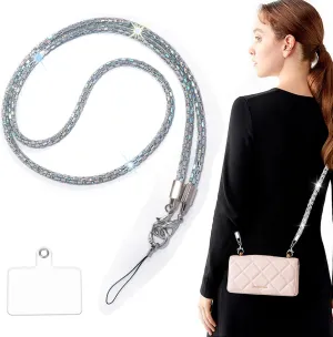 Phone Lanyard Crossbody Uersal Phone Chain, Water Diamond Anti-Theft Lanyard Suitable for most mobile phones and bags