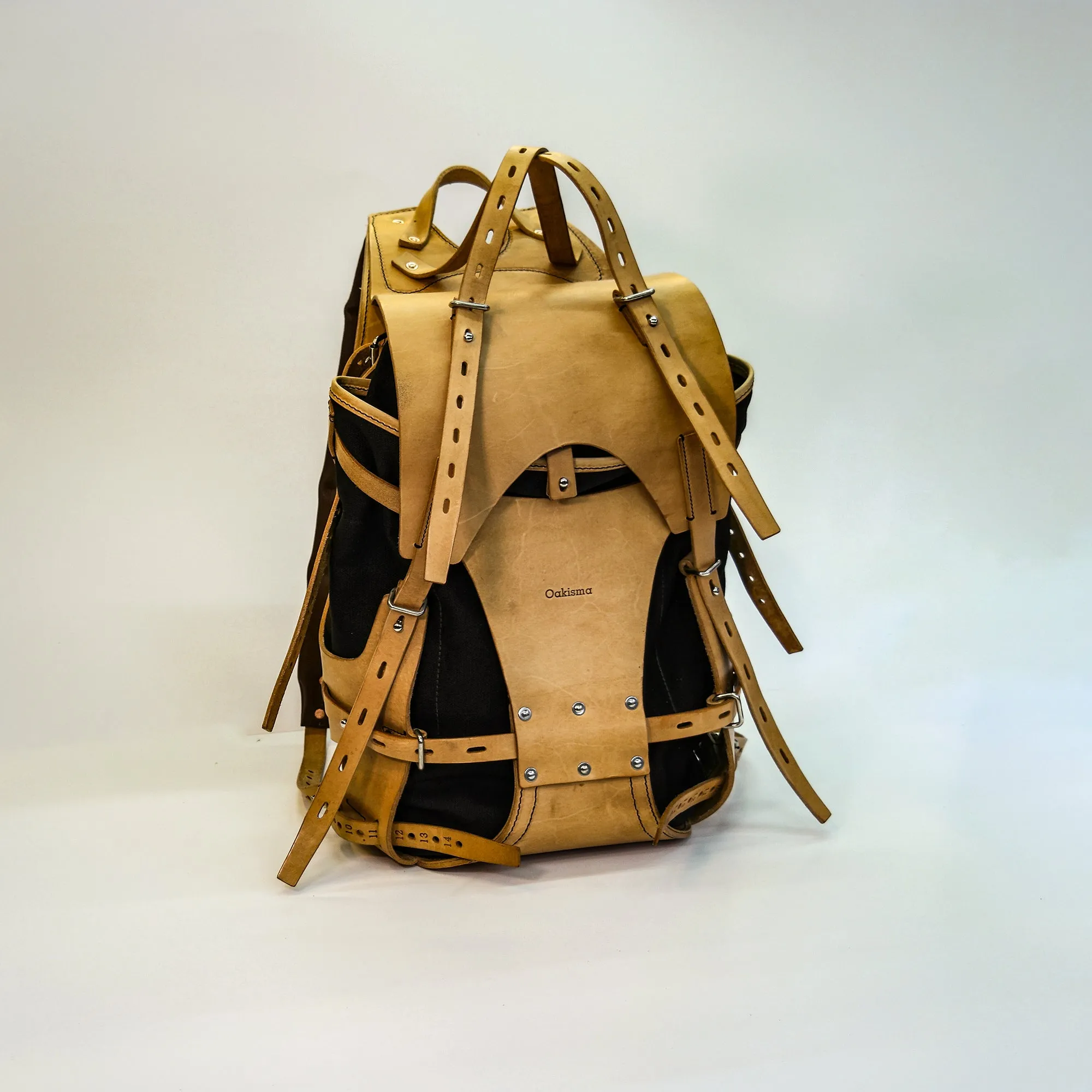 【Physical patterns】Detachable canvas plant tanned leather backpack - retro backpack for travel, camping, hiking, commuting