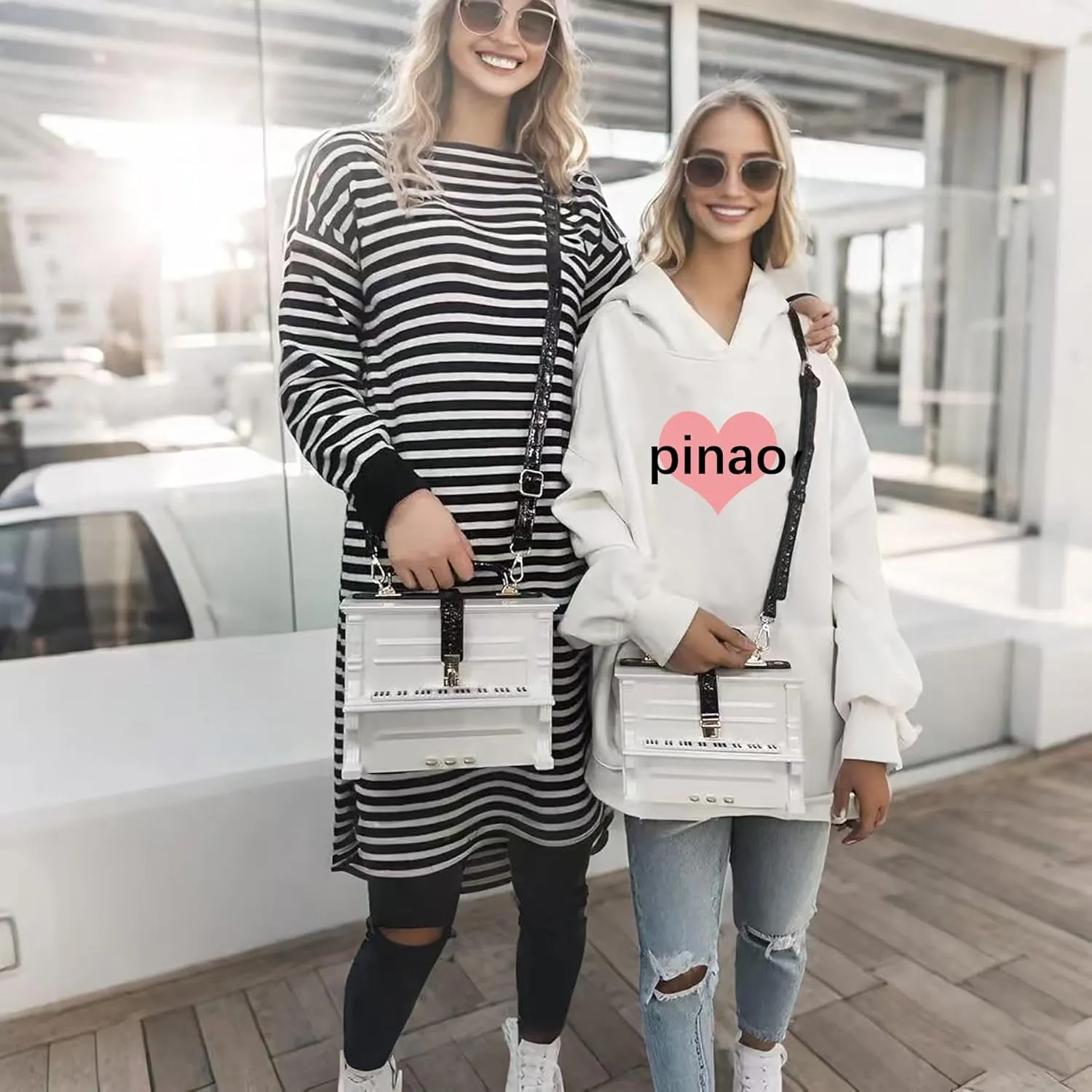 Piano Shaped Purse Handbag Women Crossbody Shoulder Bag Box Shaped Acrylic Evening Top Handle Clutch Bag Novelty Piano Purse