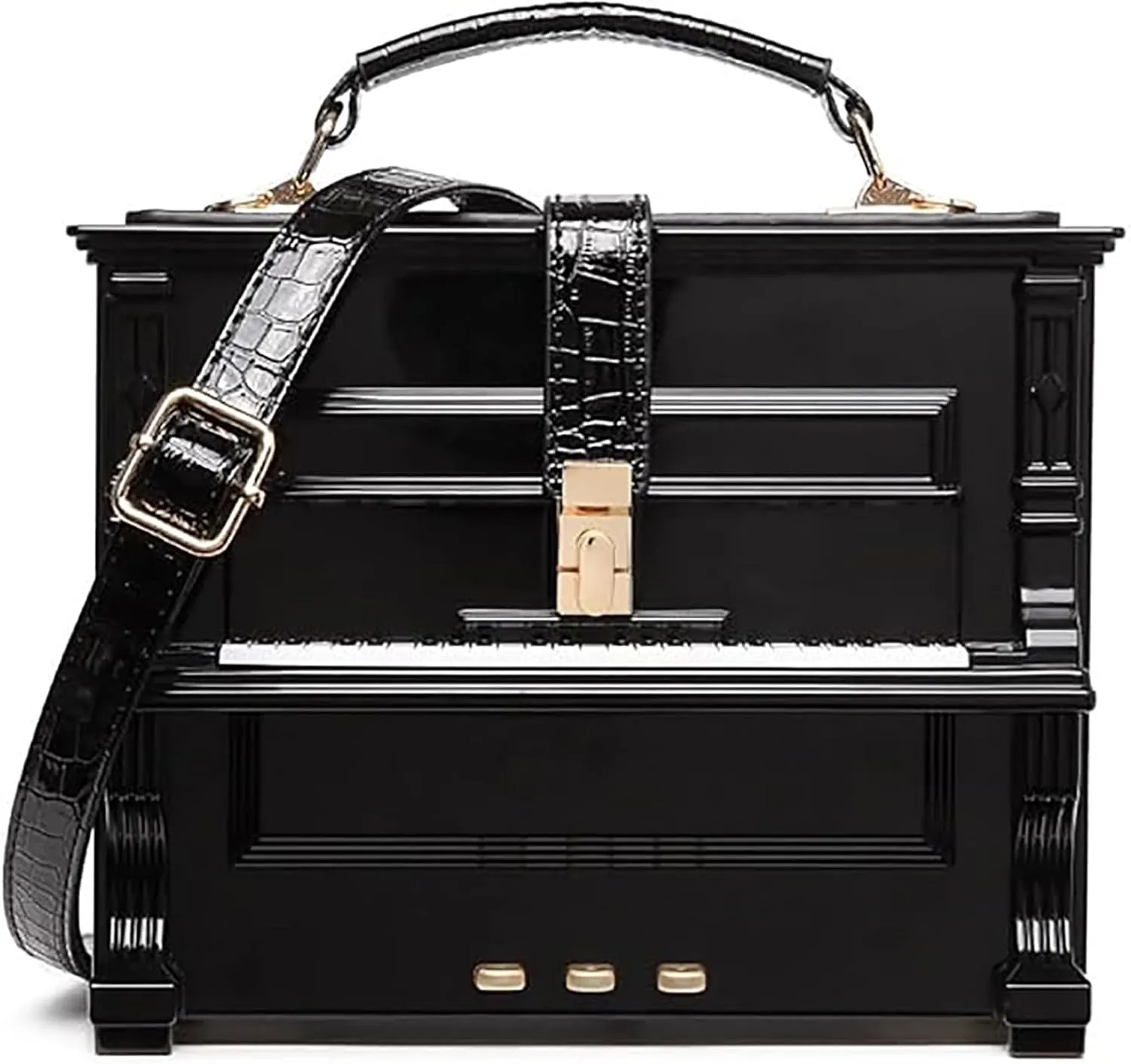 Piano Shaped Purse Handbag Women Crossbody Shoulder Bag Box Shaped Acrylic Evening Top Handle Clutch Bag Novelty Piano Purse