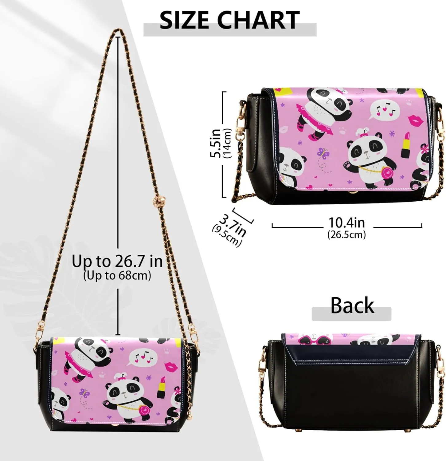 Pink Horse Heart Crossbody Bags for Women Pattern Leather Shoulder Bags Wallet Handbag with Chain Strap