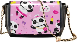 Pink Horse Heart Crossbody Bags for Women Pattern Leather Shoulder Bags Wallet Handbag with Chain Strap