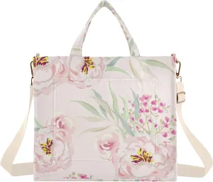 Pink Peony Flowers with Leaves Women's Tote Handbags Top Handle Satchel Shoulder Bag Crossbody Bag for Office Travel