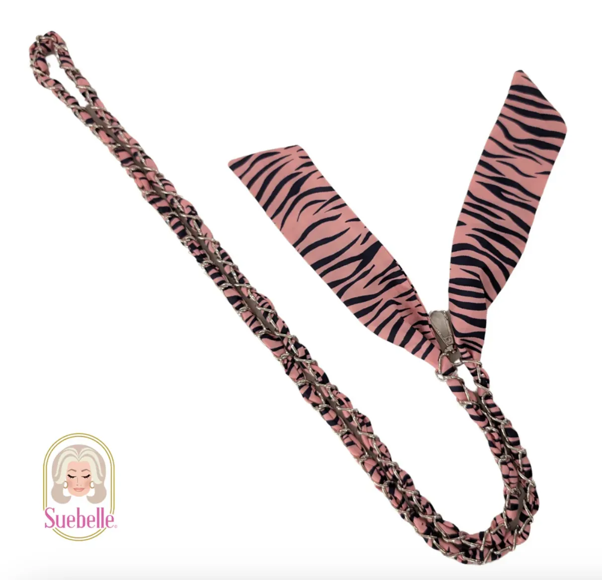 Pink Zebra Twist Crossbody Phone Chain
