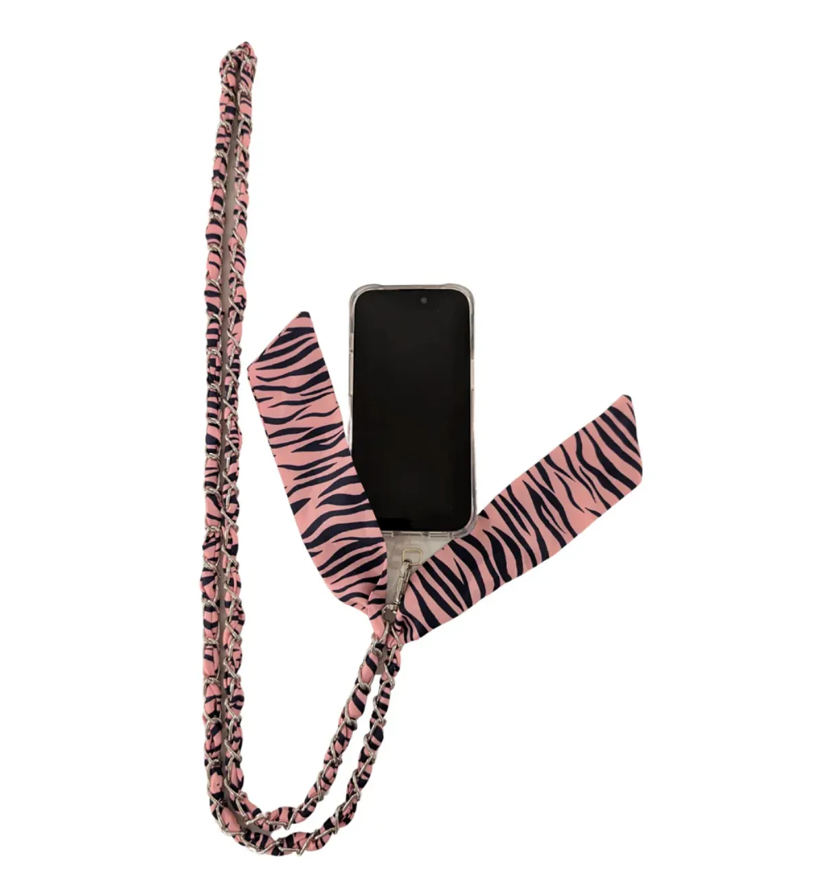 Pink Zebra Twist Crossbody Phone Chain