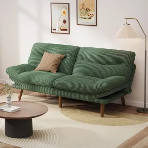 Pipishell Convertible Futon Sofa Bed,66" Corduroy Futon Couch with Adjustable Backrest and Armrests, Recliner Sleeper Sofa for Small Spaces, Play Room or Office, Green
