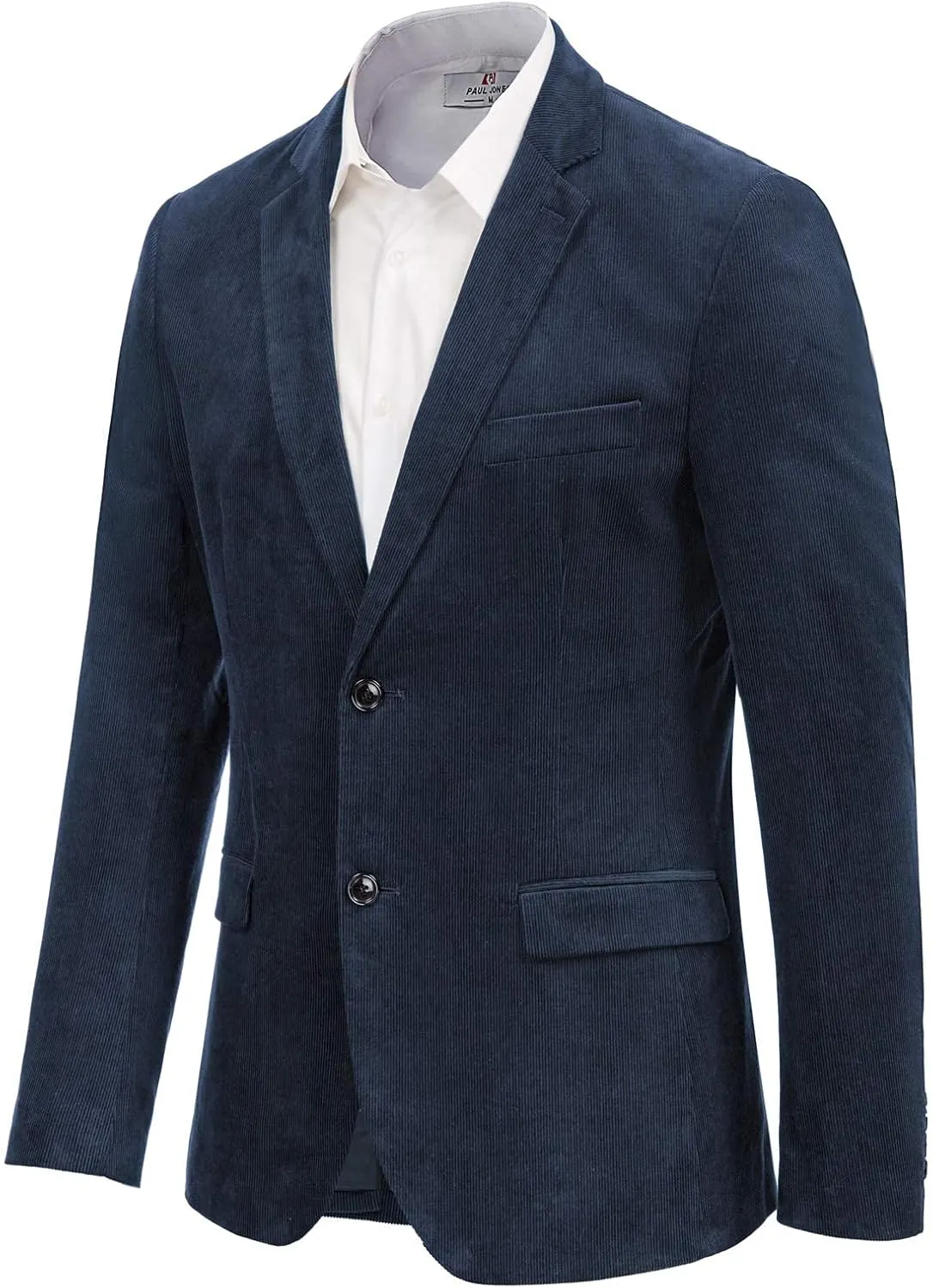 PJ PAUL JONES Mens Corduroy Blazer Jackets Slim Fit Two Button Casual Sports Coat