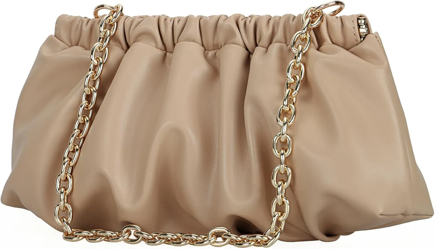 Pleated Evening Bag Soft Vegan Leather Dressy Clutch Purse Formal Ruched Handbag for Women