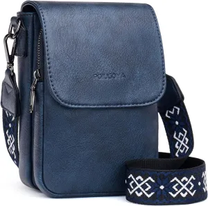 POIUGOYA Small Crossbody Bags for Women Trendy,Leather Triple Compartment Cell Phone Crossbody Wallet Purses with Card Slots