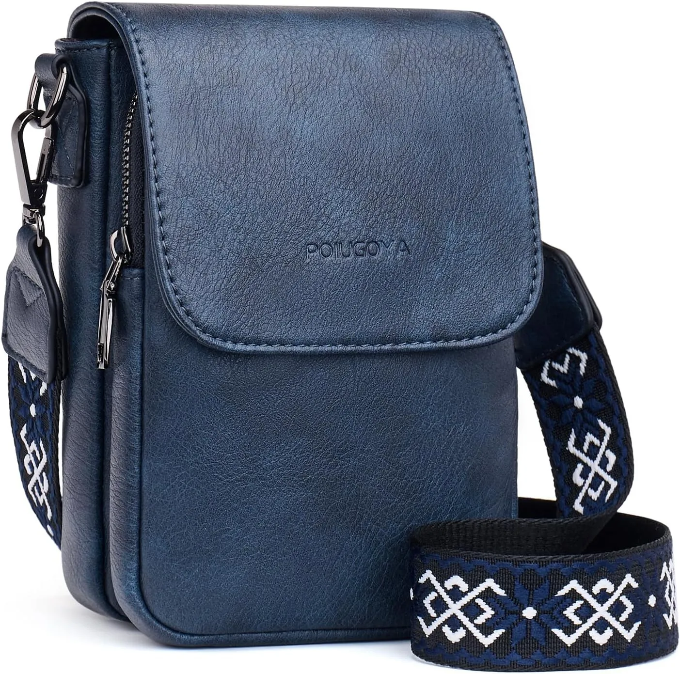 POIUGOYA Small Crossbody Bags for Women Trendy,Leather Triple Compartment Cell Phone Crossbody Wallet Purses with Card Slots