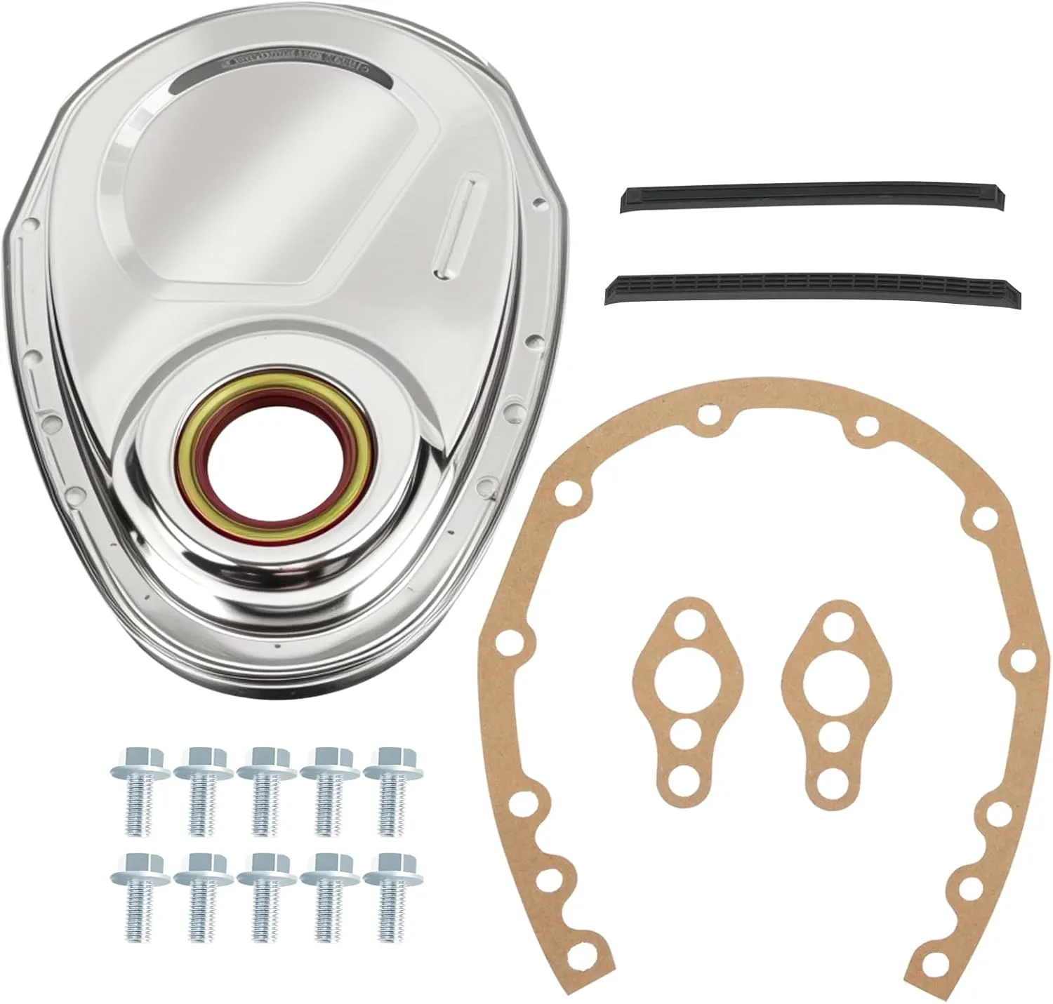 Polished Aluminum Timing Chain Cover Gasket Seal Bolts Kit Compatible with Chevy Small Block SB SBC 1955-1995 283 305 327 350 383 400