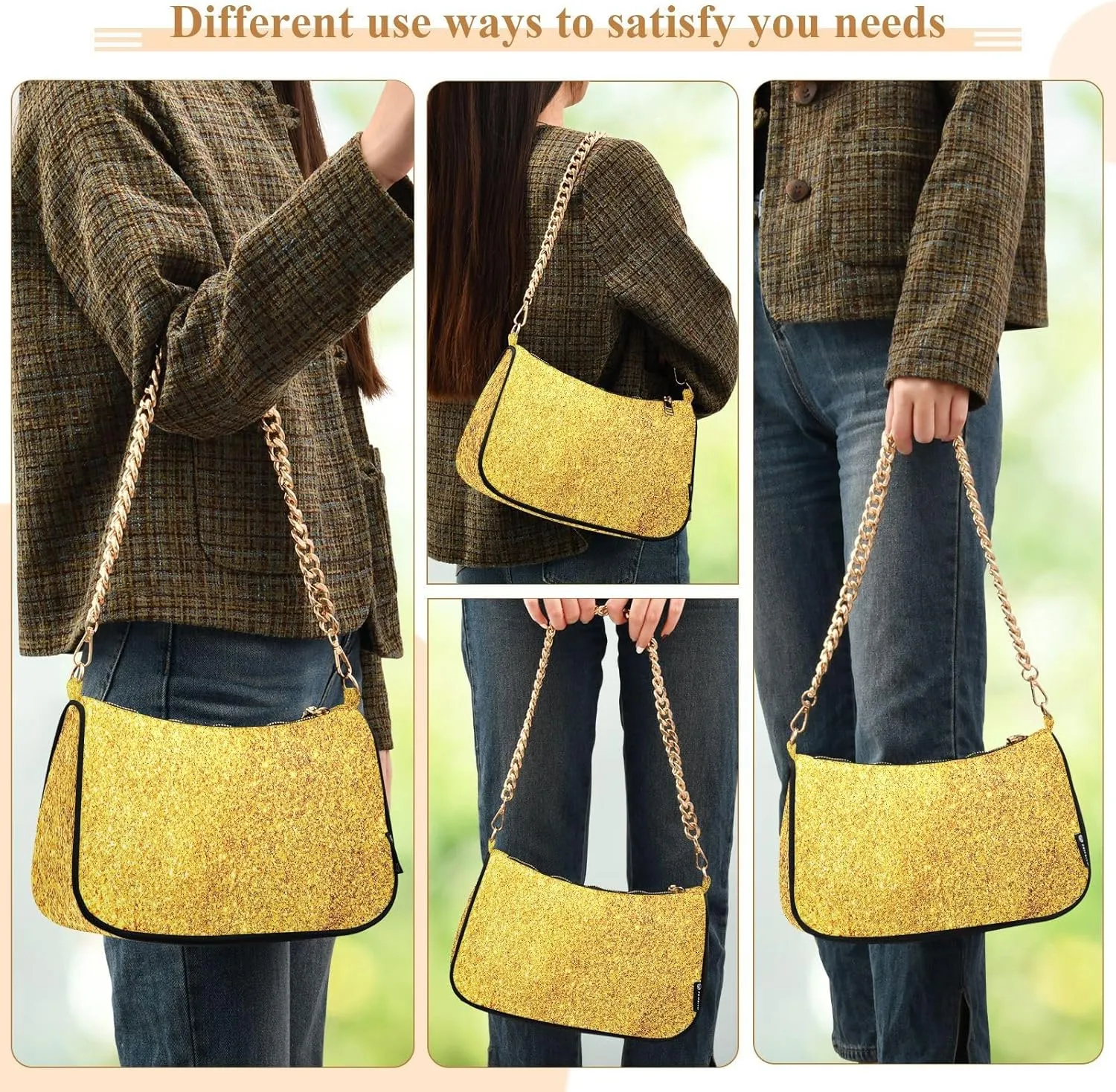 Polyester Shoulder Purses for Women,Fashion Shoulder Bag Purse Womens Crescent Crossbody Bag