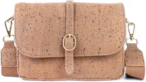 Portuguese Cork Crossbody Bag, Brown, 9W x 6H inches, Adjustable Strap, Vegan