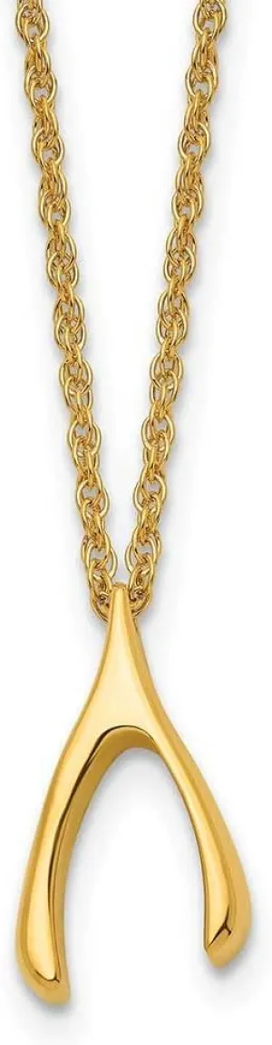 Precious Accents Stainless Steel Polished Yellow IP-plated Wishbone 16" Necklace