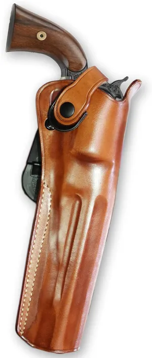 Premium Leather OWB Paddle Holster with Retention Strap, Fits Pietta 1858, 44 Caliber Remington 8" Octagon Barrel, Black Powder Revolver, Right Hand Draw, Brown Color #1578#