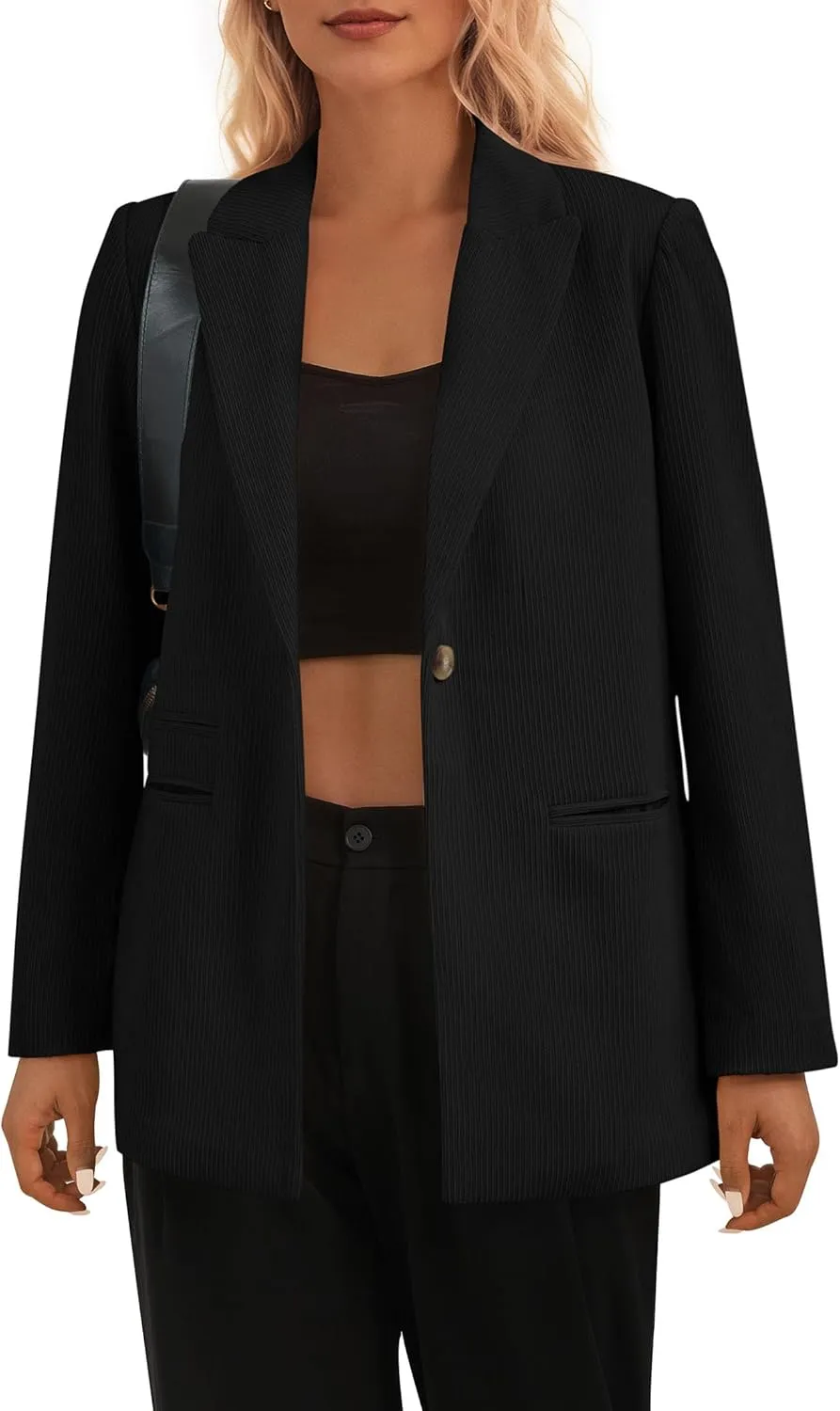 PRETTYGARDEN Women's Winter Corduroy Blazers Jackets Dressy Casual Ribbed Long Sleeve Lapel Fashion Work Business Outerwear