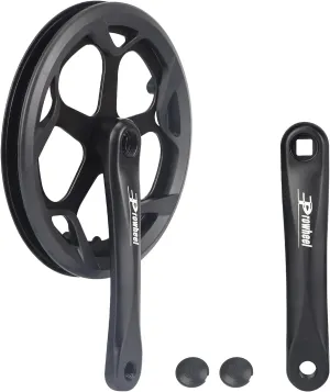 Prowheel E Bike/ Bike Crankset 1 Piece/Single 48T/52T Steel Chainring with Double Chain Cover 170mm Aluminium Alloy Arm for Single Speed and 6/7/8 Speeds Electric Bikes,Bicycles, Folding Bicycle