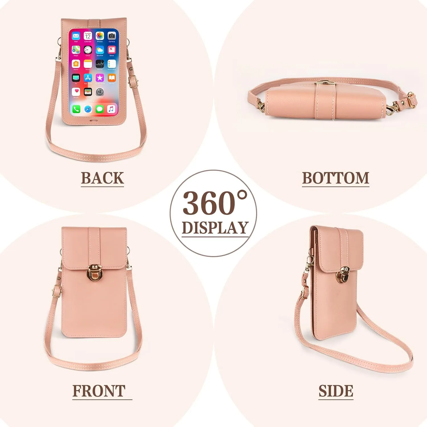 PU Leather Multi Pocket Casual Small Crossbody Bag Cell Phone Purse Wallet for Women