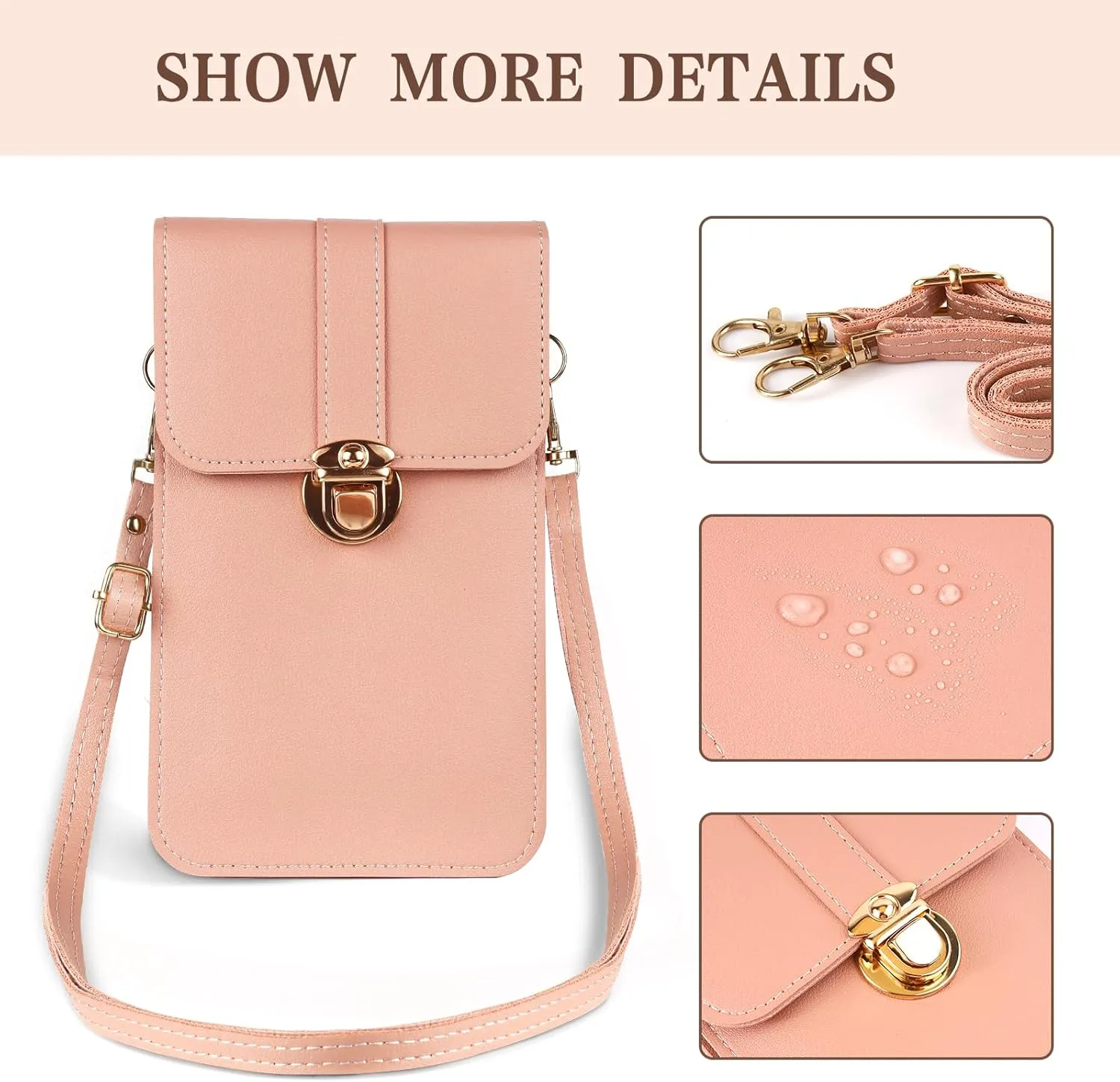 PU Leather Multi Pocket Casual Small Crossbody Bag Cell Phone Purse Wallet for Women
