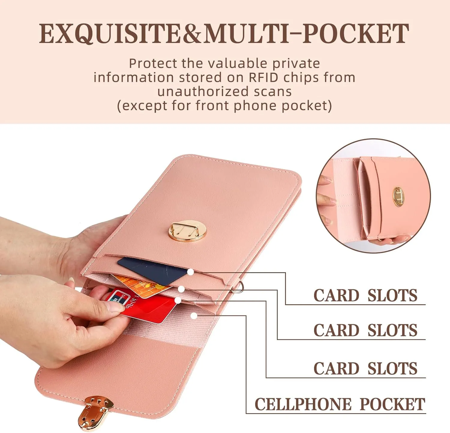 PU Leather Multi Pocket Casual Small Crossbody Bag Cell Phone Purse Wallet for Women