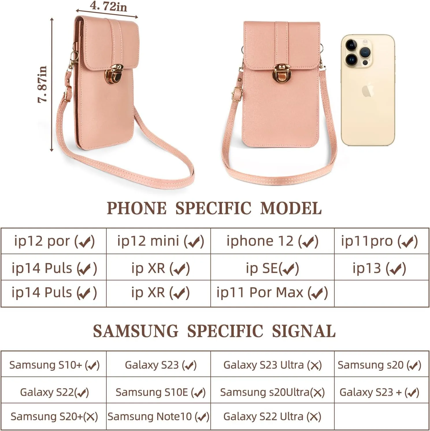 PU Leather Multi Pocket Casual Small Crossbody Bag Cell Phone Purse Wallet for Women