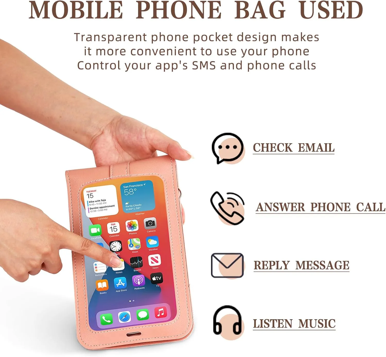 PU Leather Multi Pocket Casual Small Crossbody Bag Cell Phone Purse Wallet for Women