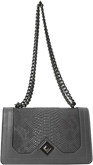PU Leather Snakeskin Print Crossbody Chain Shoulder Bag, Fashion-Retro Women's Bag, Shoulder Bag (Gray)