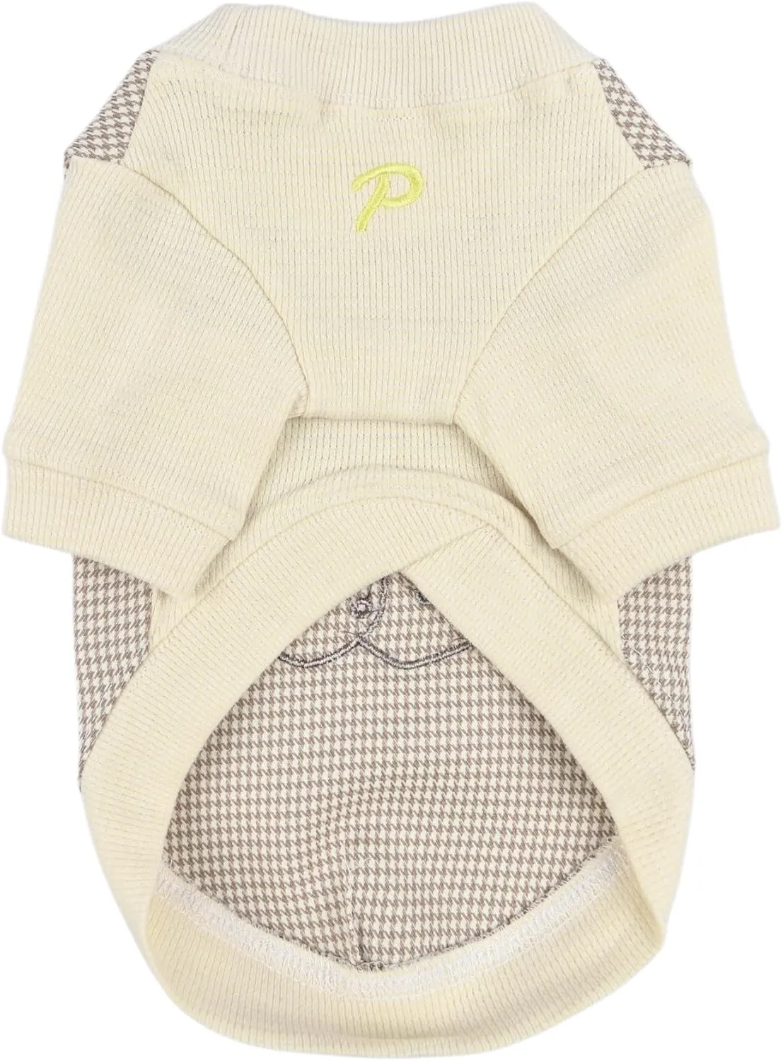 Puppia Francis Dog Shirt Round NeckTrendy Fashionable Cute Dog Apparel for Small and Medium Dogs, Beige, Medium