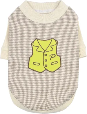 Puppia Francis Dog Shirt Round NeckTrendy Fashionable Cute Dog Apparel for Small and Medium Dogs, Beige, Medium