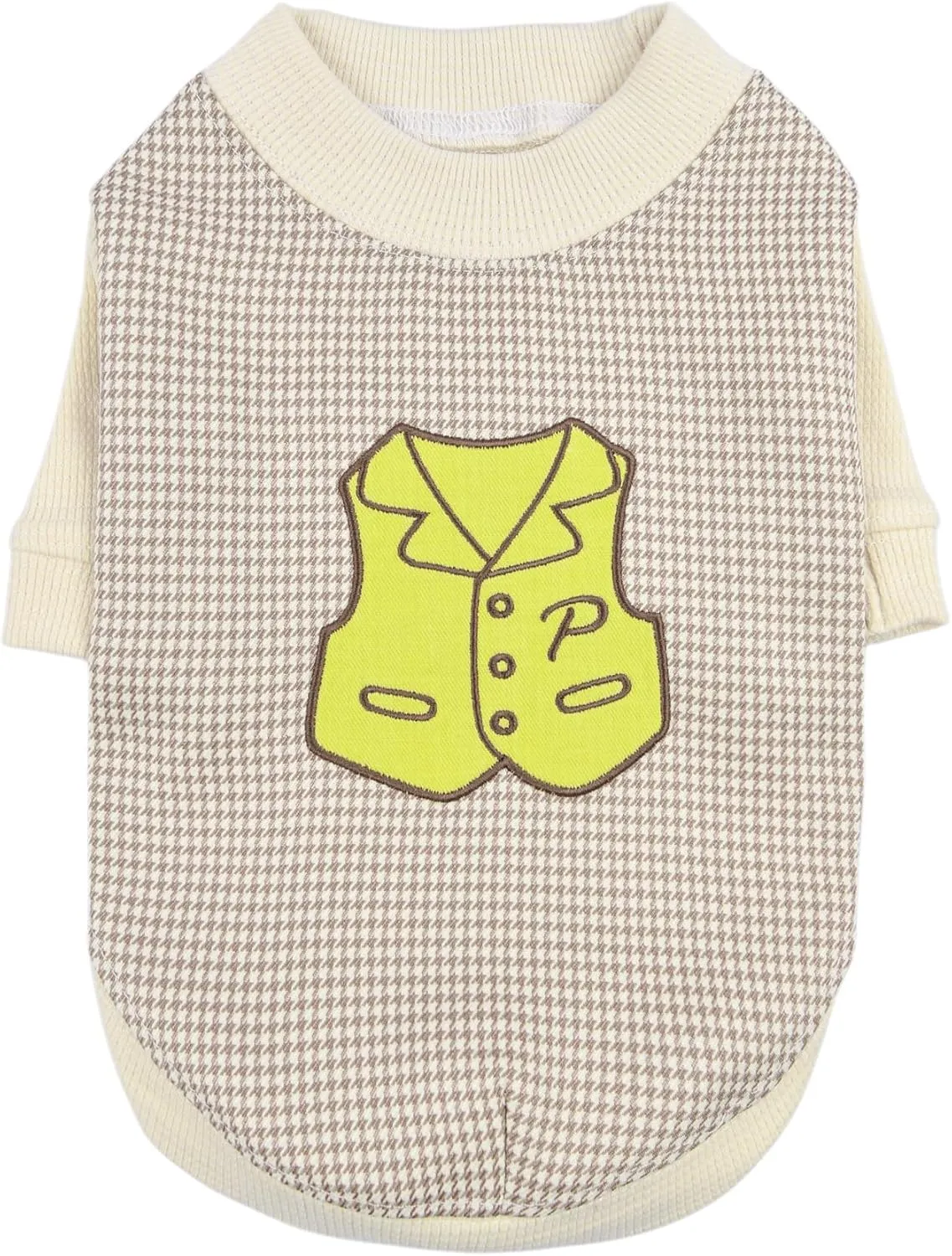 Puppia Francis Dog Shirt Round NeckTrendy Fashionable Cute Dog Apparel for Small and Medium Dogs, Beige, Medium