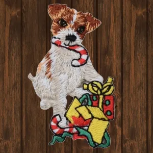 Puppy Dog, Christmas Embroidered Patch — Iron On